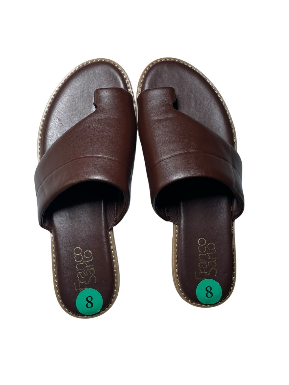 Franco Sarto Julees Brown Toe Loop Slide Sandals Size 8 | Minimal Summer Sandals